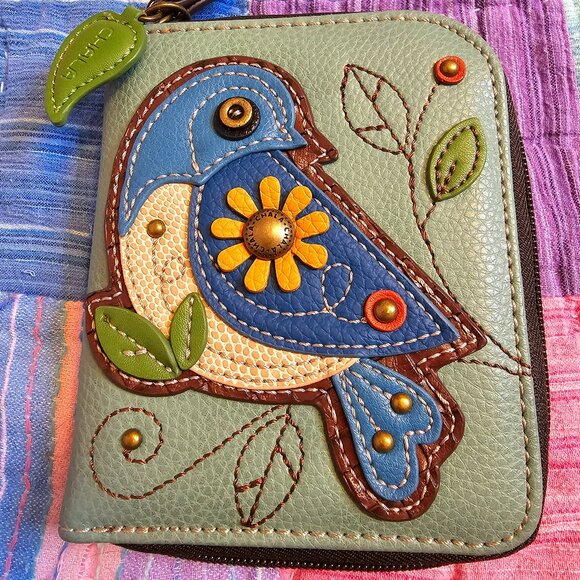Chala Handbags - Chala Blue Bird Zip Wristlet/Wallet